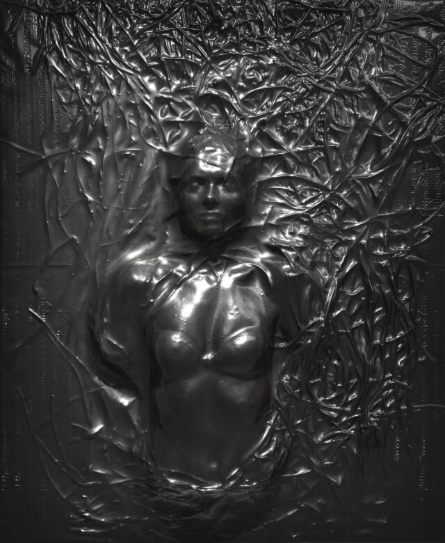 Plastique PET recyclé, bois / PET recycled plastic, wood 115 x 95 x 15 cm (45 1/4 x 37 3/8 x 5 7/8 in.)