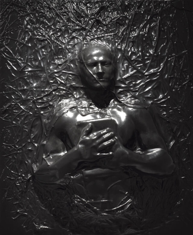 Plastique PET recyclé, bois / PET recycled plastic, wood 115 x 95 x 15 cm (45 1/4 x 37 3/8 x 5 7/8 in.)