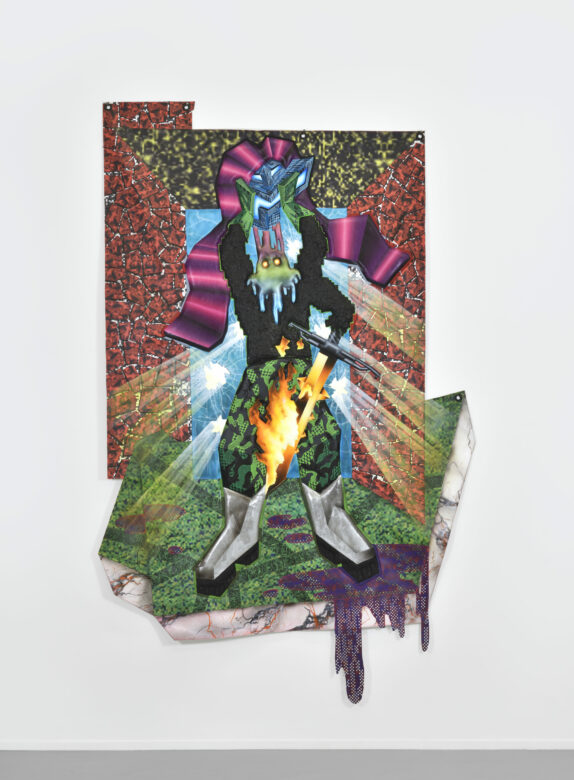 Acrylique sur bâches et patches / Acrylic on tarpaulin and patches 190 x 130 cm (74 3/4 x 51 1/8 in.) Photo : Rebecca Fanuele