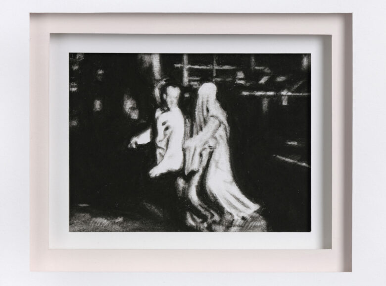 Fusain sur papier / Charcoal on paper 9 x 12 cm (3 1/2 x 4 3/4 in.) 36 x 32 x 3 cm (14 1/8 x 12 5/8 x 1 1/8 in.) encadré / framed