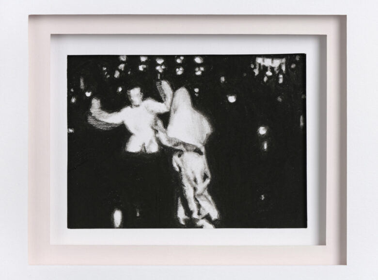 Fusain sur papier / Charcoal on paper 9 x 12 cm (3 1/2 x 4 3/4 in.) 36 x 32 x 3 cm (14 1/8 x 12 5/8 x 1 1/8 in.) encadré / framed