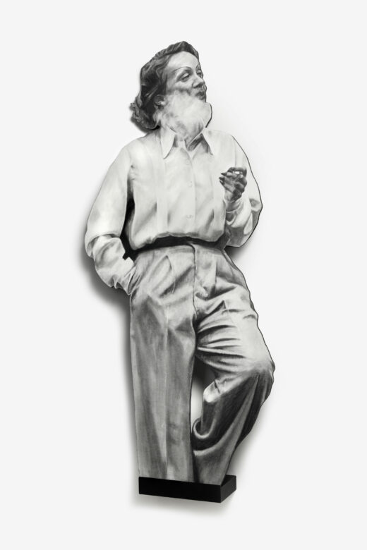 Crayon et graphite sur papier, carton alvéolé, étagère de présentation en bois noir / Pencil and graphite on paper, foamex and black wooden display shelf 148 x 70 x 16 cm (58 1/4 x 27 1/2 x 6 1/4 in.)