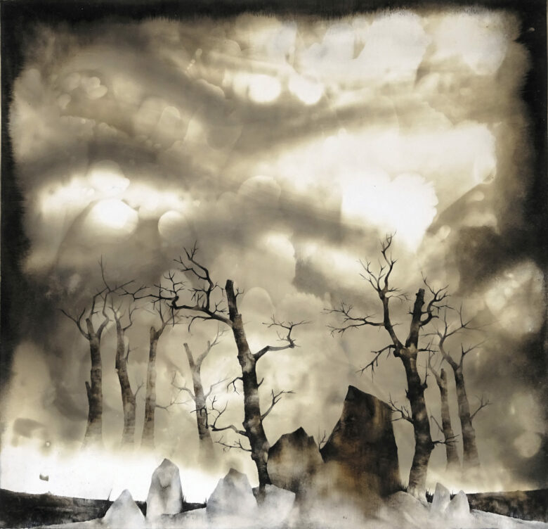 Cliché-verre, huile sur papier photo / Cliché-verre, oil on photo paper 30,5 x 30,5 cm (12 x 12 in.) AB 38