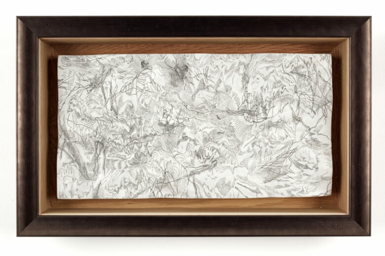 Encre de Chine sur papier Japon, résine acrylique / India ink on Japanese paper, acrylic resin 32 x 53 x 8 cm (12 5/8 x 20 7/8 x 3 1/8 in.)