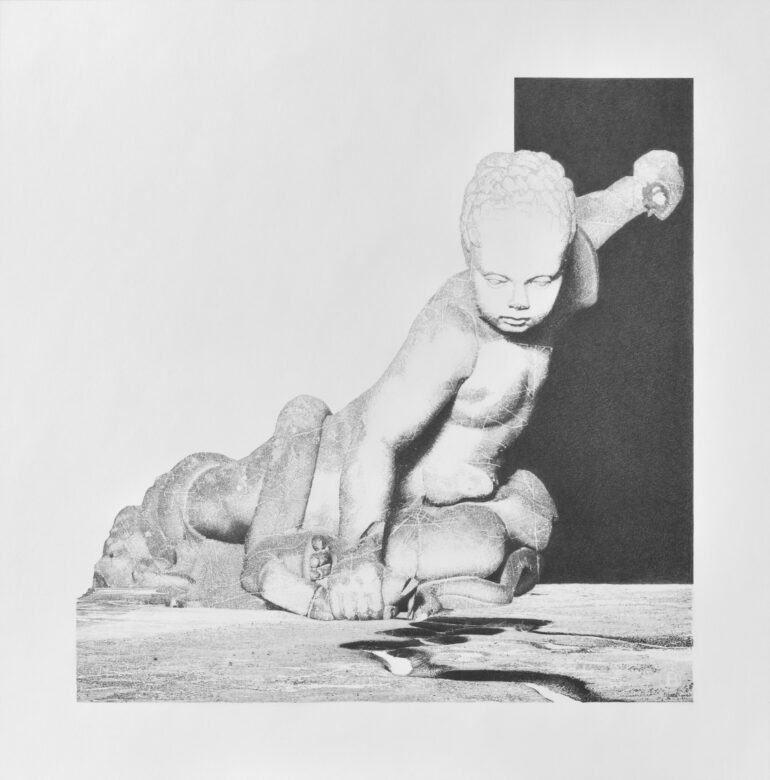 Dessin à la mine de graphite Faber-Castell, papier Canson 224 g/m2 / Graphite drawing by Faber-Castell on Canson paper 224 g/m2 80 x 80 cm (31 1/2 x 31 1/2 in.) 97 x 97 cm (38 1/4 x 38 1/4 in.) encadré / framed