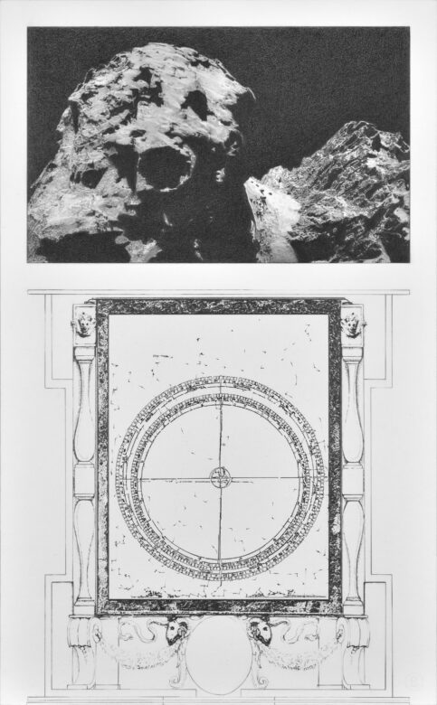 Dessin à la mine de graphite Faber-Castell, gravure au laser, papier Canson 224 g/m2 / Faber-Castell graphite drawing and laser engraving on Canson paper 224 g/m2 65 x 40 cm (25 5/8 x 15 3/4 in.) 66,5 x 41,6 cm (26 1/8 x 16 3/8 in.) encadré / framed