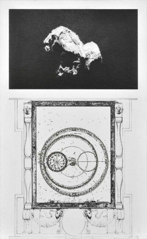 Dessin à la mine de graphite Faber-Castell, gravure au laser, papier Canson 224 g/m2 / Faber-Castell graphite drawing and laser engraving on Canson paper 224 g/m2 65 x 40 cm (25 5/8 x 15 3/4 in.) 66,5 x 41,6 cm (26 1/8 x 16 3/8 in.) encadré / framed
