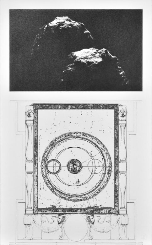 Dessin à la mine de graphite Faber-Castell, gravure au laser, papier Canson 224 g/m2 / Faber-Castell graphite drawing and laser engraving on Canson paper 224 g/m2 65 x 40 cm (25 5/8 x 15 3/4 in.) 66,5 x 41,6 cm (26 1/8 x 16 3/8 in.) encadré / framed