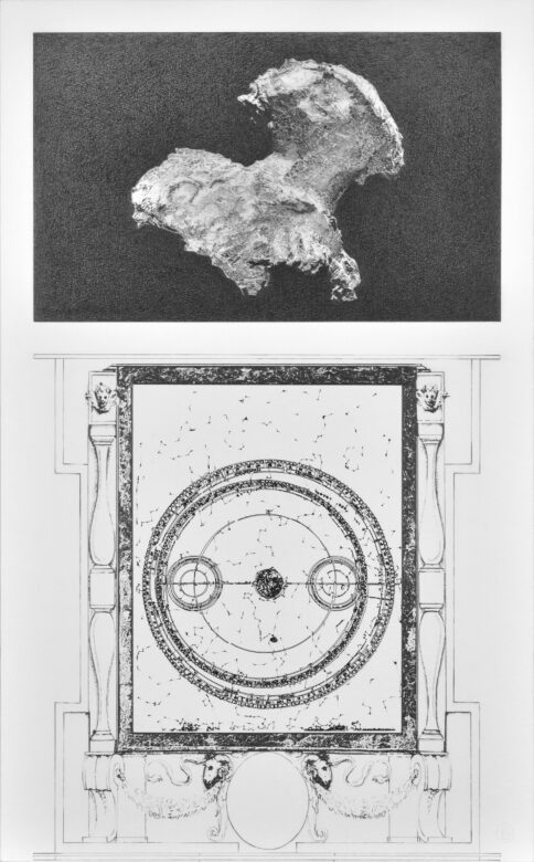 Dessin à la mine de graphite Faber-Castell, gravure au laser, papier Canson 224 g/m2 / Faber-Castell graphite drawing and laser engraving on Canson paper 224 g/m2 65 x 40 cm (25 5/8 x 15 3/4 in.) 66,5 x 41,6 cm (26 1/8 x 16 3/8 in.) encadré / framed