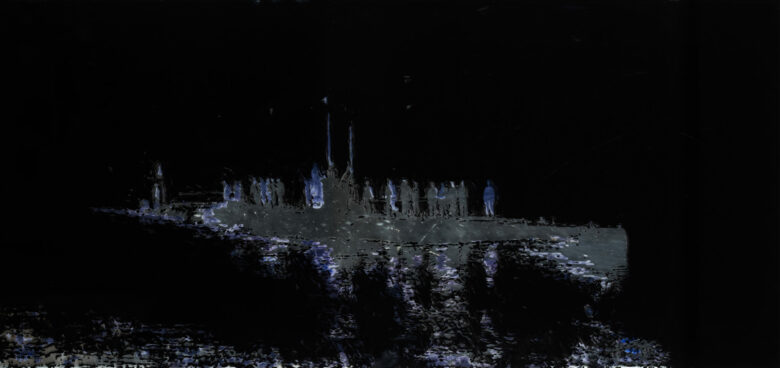 Huile sur verre et miroir / Oil on glass and mirror 33 x 70 cm (13 x 27 1/2 in.)