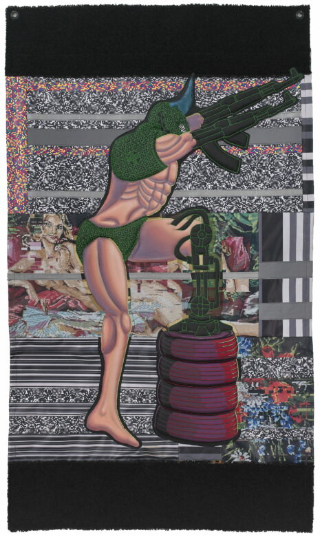 Acrylique sur patches, bâches et tapisseries chinées / Acrylic on patches, tarpaulins and secondhand tapestries 152 x 90 cm (59 7/8 x 35 3/8 in.)