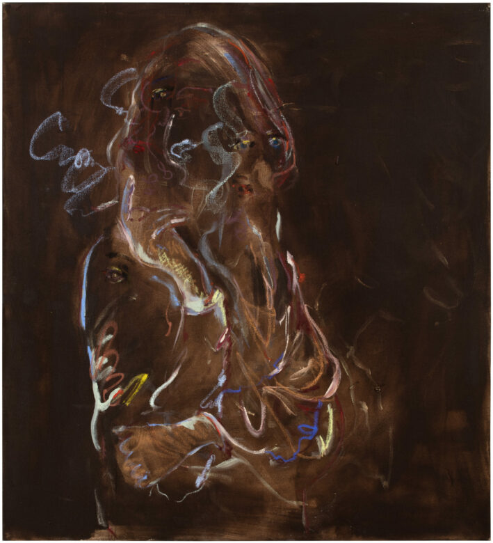 Acrylique, pastel et huile sur toile / Acrylic, pastel and oil on canvas 110 x 100 cm (43 1/4 x 39 3/8 in.)