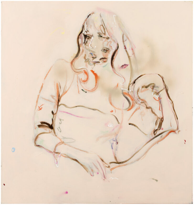 Spray, acrylique, pastel et huile sur toile / Spray, acrylic, pastel and oil on canvas 105 x 100 cm (41 3/8 x 39 3/8 in.)