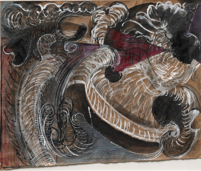 Fusain, encre de Chine, cire, crayon et gouache sur papier / Charcoal, indian ink, wax crayon, pencil, gouache on paper 84 x 99 cm (33 1/8 x 39 in.) HOZ 173/00