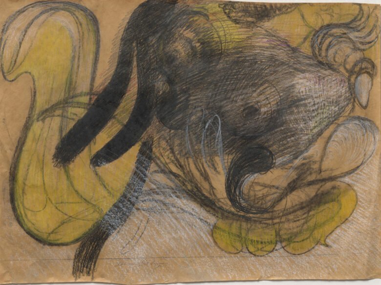 Cire et fusain sur papier / Wax crayon, charcoal on paper 74 x 99 cm (29 1/8 x 39 in.) HOZ 173/00