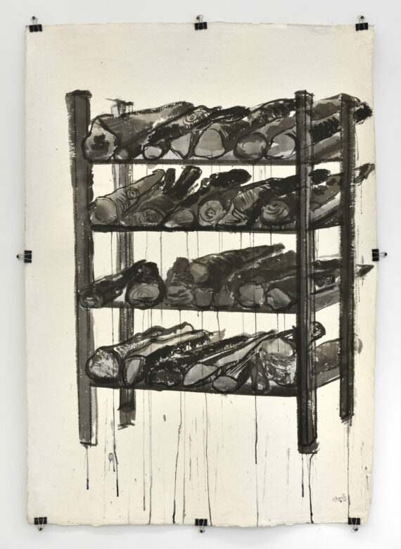 Encre et acrylique sur papier de coton fait main / Ink and acrylic on hand made cotton rag paper 135 x 94 cm (53 1/8 x 37 in.)