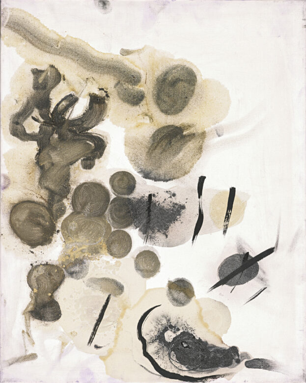 Huile, résine synthétique et poussière métallique sur toile / Oil, synthetic resin and metallic dust on canvas 50 x 40 cm (19 5/8 x 15 3/4 in.)