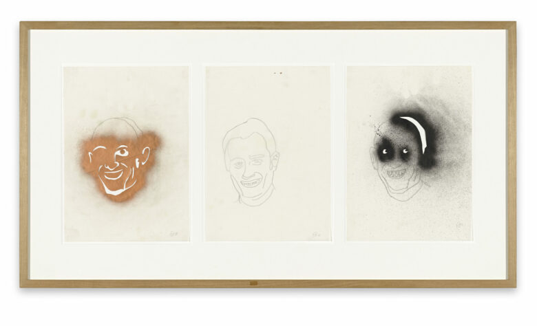 Crayon, aérographe et découpes sur vélin / Pencil, airbrush and cutouts on vellum 29,5 x 41,5 cm (11 5/8 x 16 3/8 in.) chacun / each POZ 516/00