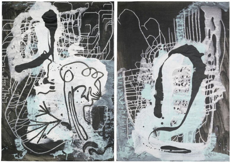 Acrylique sur papier / Acrylic on paper 69 x 99 cm (27 1/8 x 39 in.) each 78 x 108 cm (30 3/4 x 42 1/2 in.) chacun encadré / framed each POZ 517/00