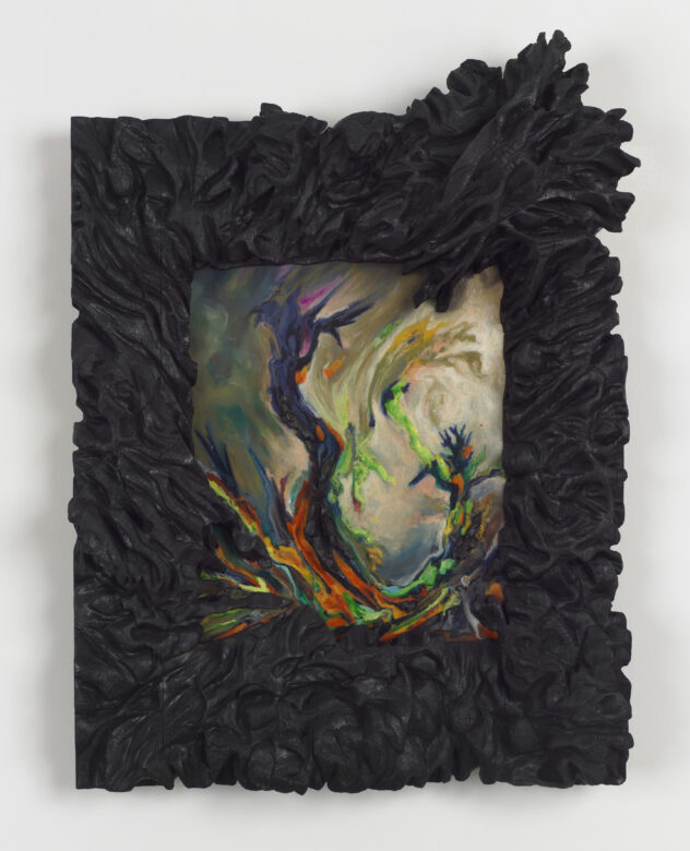 Pastel gras sur papier et bois brûlé / Oil pastel on paper and burnt wood 65 x 52 cm (25 5/8 x 20 1/2 in.)