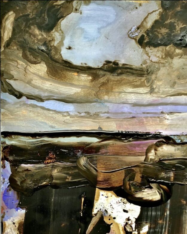 Huile et encaustique sur carton / Oil and encaustic on cardboard 39 x 28 cm (15 3/8 x 11 in.)