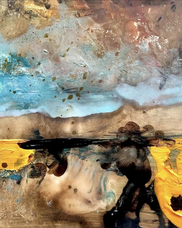 Huile et encaustique sur carton / Oil and encaustic on cardboard 20 x 19 cm (7 7/8 x 7 1/2 in.)