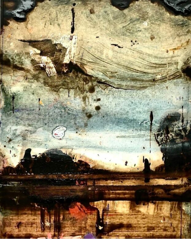 Huile et encaustique sur carton / Oil and encaustic on cardboard 32 x 24 cm (12 5/8 x 9 1/2 in.)