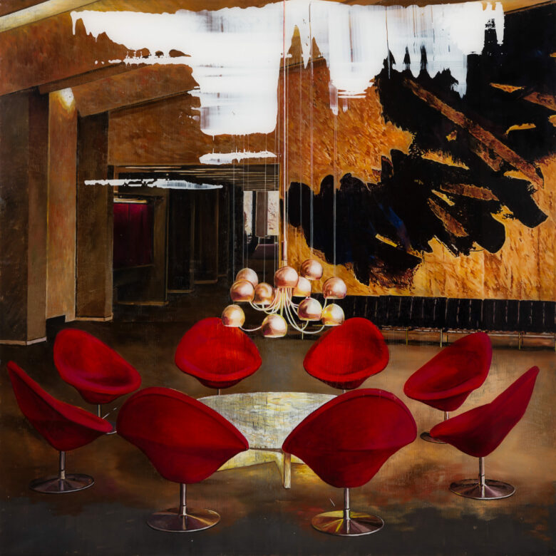 Huile sur plexiglas / Oil on plexiglass 150 x 150 cm (59 x 59 in.)