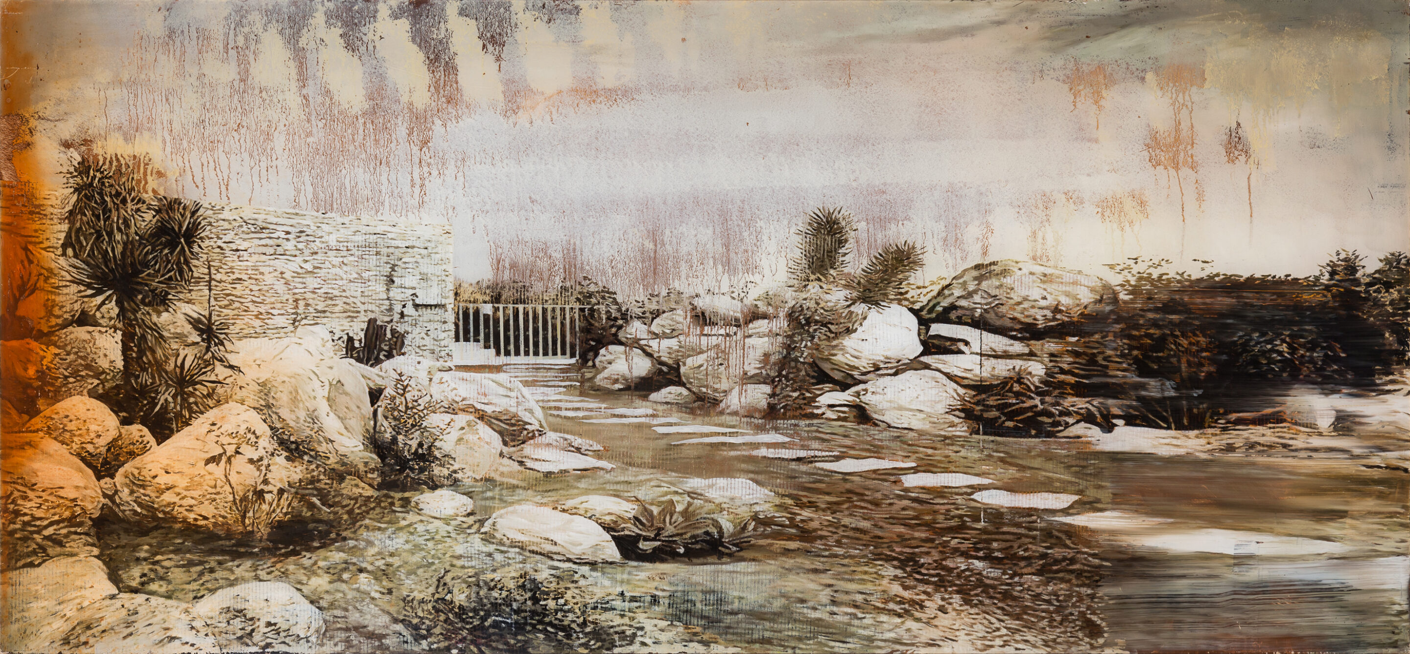 Huile sur plexiglas / Oil on plexiglass 72 x 155 cm (28 3/8 x 61 in.)