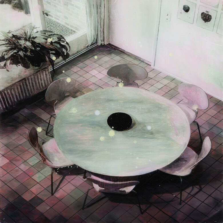 Huile sur plexiglas / Oil on plexiglass 84 x 84 cm (33 1/8 x 33 1/8 in.)