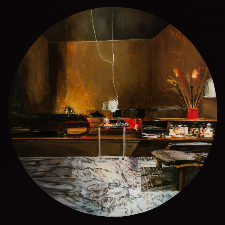 Huile sur plexiglas / Oil on plexiglass 84 x 84 cm (33 1/8 x 33 1/8 in.)