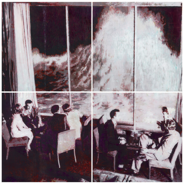 Quadriptyque, huile sur plexiglas / Quadriptych, oil on plexiglass 200 x 200 cm (78 3/4 x 78 3/4 in.)