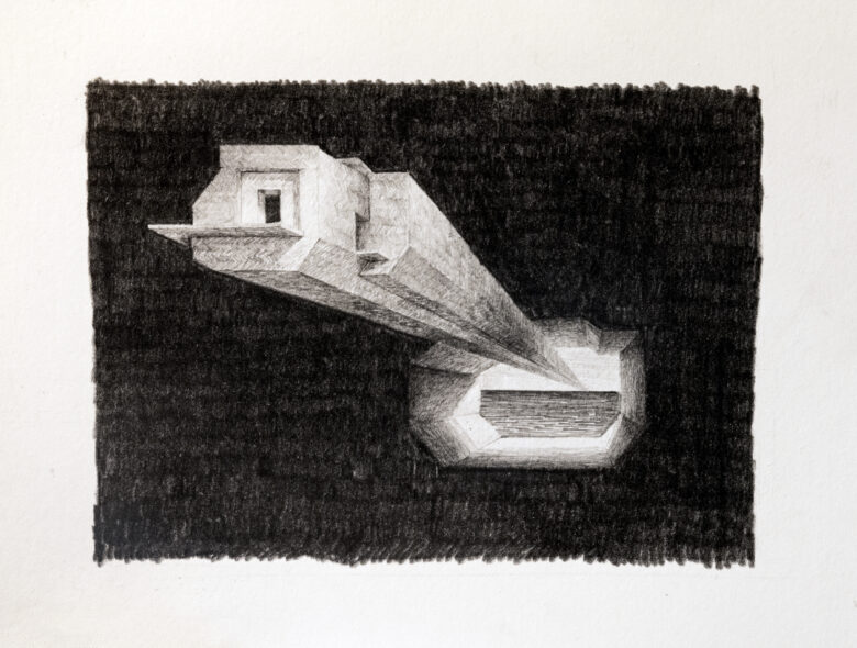 Graphite sur papier / Graphite on paper 14,5 x 12,5 cm (5 3/4 x 4 7/8 in.) 16,5 x 14,5 cm (6 1/2 x 5 3/4 in.) encadré / framed LLK D7