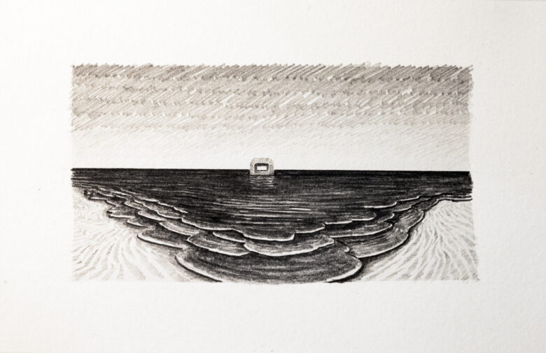 Graphite sur papier / Graphite on paper 12 x 18,5 cm (4 3/4 x 7 1/4 in.) 14 x 20,5 cm (5 1/2 x 8 1/8 in.) encadré / framed LLK D8