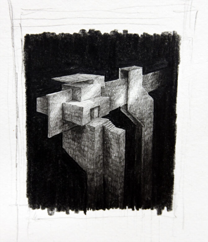Graphite sur papier / Graphite on paper 14,5 x 12,5 cm (5 3/4 x 4 7/8 in.) 16,5 x 14,5 cm (6 1/2 x 5 3/4 in.) encadré / framed LLK D6