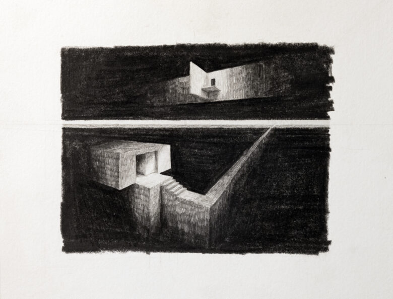 Graphite sur papier / Graphite on paper 12 x 15 cm (4 3/4 x 5 7/8 in.) 14 x 17 cm (5 1/2 x 6 3/4 in.) encadré /framed LLK D5