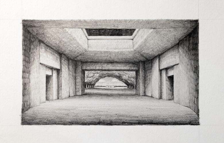 Graphite sur papier / Graphite on paper 12,5 x 19,5 cm (4 7/8 x 7 5/8 in.) 14,5 x 21,5 cm (5 3/4 x 8 1/2 in.) encadré / framed LLK D10