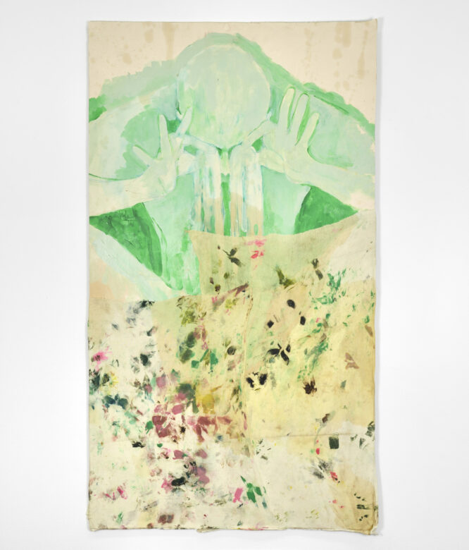 Huile et aquarelle sur tissu marouflé sur bois / Oil and watercolor on fabric mounted on wood 93 x 53 cm (36 5/8 x 20 7/8 in.)