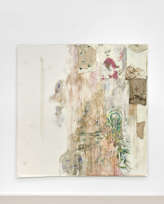 Tissus, huile et pigments sur papier / Fabric, oil and pigments on paper 195 x 195 cm (76 3/4 x 76 3/4 in.)